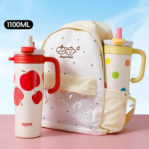 1100ml <b>Large</b> Capacity Insulated Tumbler With Handle Straw <b>Mug</b> Silicone Non‑Slip Base Portable Car Water Bottle Vacuum Tumbler - Product Image 3