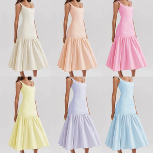 Vestido Elegante de Satén Tejido Ecológico para Mujer, Personalizado, de Alta Gama, Sexy, con Espalda Descubierta y Dobladillo con Volantes - Product Image 3