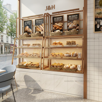 Étagère de présentation sur mesure pour boulangerie, vitrine à gâteaux, présentoir à pain, design professionnel, éclairage LED, en acier inoxydable, équipement de magasin en gros