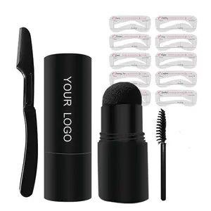 Kit de mise en forme de sourcil en une étape avec 10 tampons et pochoirs réutilisables, imperméable et personnalisé