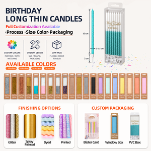 เทียนวันเกิดทรงเรียวเล็กแบบขายส่ง สีชมพูคอรัลวิ้งๆ แบบฝุ่นบางๆ หรือแบบครึ่งฝุ่น ไม่หยด ไม่มีควัน ทำจากพาราฟินแว็กซ์ สำหรับตกแต่งเค้ก - Product Image 2