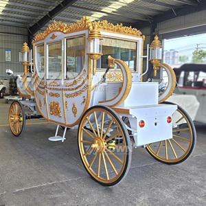 รถม้าไฟฟ้าสไตล์ฟักทองซินเดอเรลล่าสีขาวทองหรูหราสำหรับงานแต่งงาน - Product Image 5