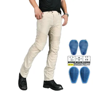 New men's beige and white idle motorcycle waterproof anti-fall riding silicone protective gear motorcycle riding jeans