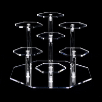 Support de bijoux hexagonaux pour table d'exposition ou support de figurines d'action en acrylique transparent créatif