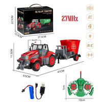 Jouet de tracteur agricole en métal 4CH avec télécommande et chargeur - Véhicule RC électrique à l'échelle 1/24