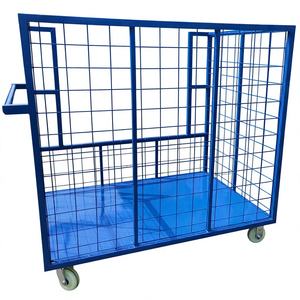 भारी शुल्क स्टील फोल्डिंग लॉजिस्टिक्स ट्रॉली 1000 किलोग्राम क्षमता पाउडर लेपित डिजाइन कुल लॉक ब्रेक रोल कंटेनर - Product Image 2