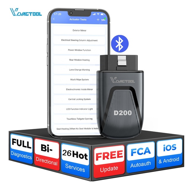 2026 New VDIAGTOOL D200 Professional Automotive Scanner BT Obd2 Code Reader Diagnostic Tools for All Cars Lifetime Free Update