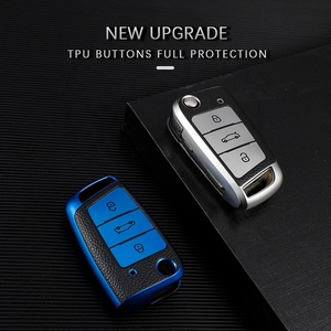 Porte-clés de voiture en cuir TPU pliable, étui télécommande pour Golf 7 MK7, <span class=keywords><strong>Seat</strong></span>, Ibiza <span class=keywords><strong>Leon</strong></span> FR <span class=keywords><strong>2</strong></span>, Altea, Aztec, Skoda Octavia A7 - Product Image 2