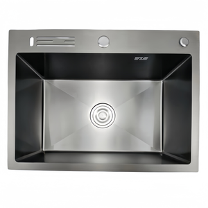 Évier de cuisine Drop in Évier de cuisine en acier inoxydable à cuvette unique avec kit de vidange et distributeur de savon 60*45 - Product Image 3