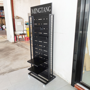 Giá đỡ trưng bày kính mắt dạng bảng lỗ kim loại Mingtang, giá để kính mắt bán lẻ, có móc và bánh xe - Product Image 2