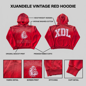 Sweat à capuche vintage délavé à l'acide de haute qualité, imprimé numérique vieilli, coupe courte et carrée, rouge, streetwear unisexe - Product Image 3