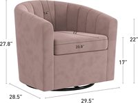 Fauteuil pivotant moderne en velours, capitonné, rembourrage en éponge, fauteuil rembourré doux pour salon, chambre à coucher, bureau - 1 paquet