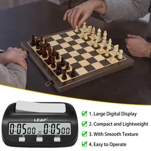Relojes de ajedrez baratos digitales de pantalla grande LEAP, reloj de juego de ajedrez con temporizador con bonificación y retraso con incremento para torneo