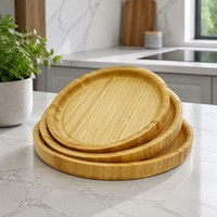 Plateau de service jetable en bambou écologique personnalisé avec logo, style bohème, pour le petit-déjeuner, idéal pour les hôtels et la cuisine, assiette à dessert sûre