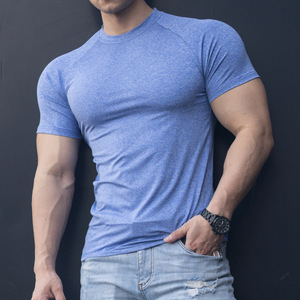 T-shirt homme slim fit à manches courtes, col rond, couleur unie, séchage rapide, en polyester satiné tissé, haut de sport formel vierge - Product Image 2