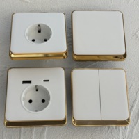 Nuevo Interruptor de Pared Eléctrico de Lujo Moderno 2026 con Panel de 86 PC, Regulador de Intensidad, Ventilador, 16A 250V, Enchufe Universal UK, USB-C, Superficie Suave Blanco Dorado