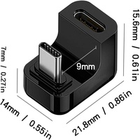 Adaptateur Type C à 180 degrés avec affichage numérique 40 Gbps 140 W PD Femelle vers Mâle, prend en charge l'affichage vidéo et audio 8K