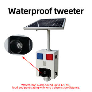 Haut-parleur solaire à capteur infrarouge avec alerte vocale pour rappel <span class=keywords><strong>de</strong></span> sécurité dans les réservoirs, <span class=keywords><strong>la</strong></span> circulation, les chantiers et <span class=keywords><strong>la</strong></span> prévention des incendies forestiers - Product Image 1