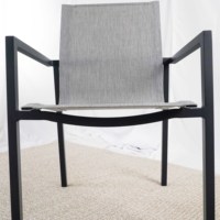 Chaise de salle à manger empilable en aluminium, style antique, siège en tissu gris, mobilier d'extérieur pour patio, fête, jardin, café, hôtel, cour