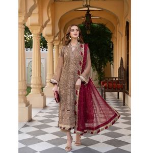 Costumes pour femmes en chiffon brodé de luxe, 3 pièces, non cousus / cousus - Product Image 5