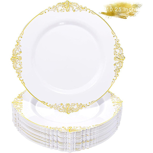 175 pièces/ensembles de vaisselle nouveau style assiette Western Gold cour ensemble plastique fête ensemble vin verre couteau fourchette cuillère - Product Image 6