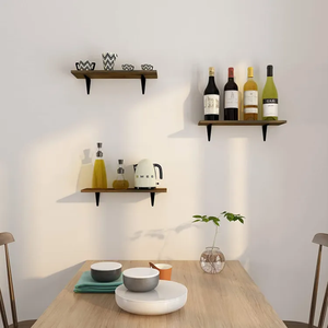 Rustic <strong>Wood</strong> Floating Shelves Wall Mounted <strong>Shelving</strong> Set of 3 Decorative Wall <strong>Storage</strong> Shelves for Bedroom, Living Room, Bathroom - Product Image 2