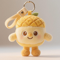 Porte-clés en peluche mignon en forme de pain d'ananas, jouet en peluche doux, ornement pour sac à dos, accessoires pour sacs, porte-clés en peluche