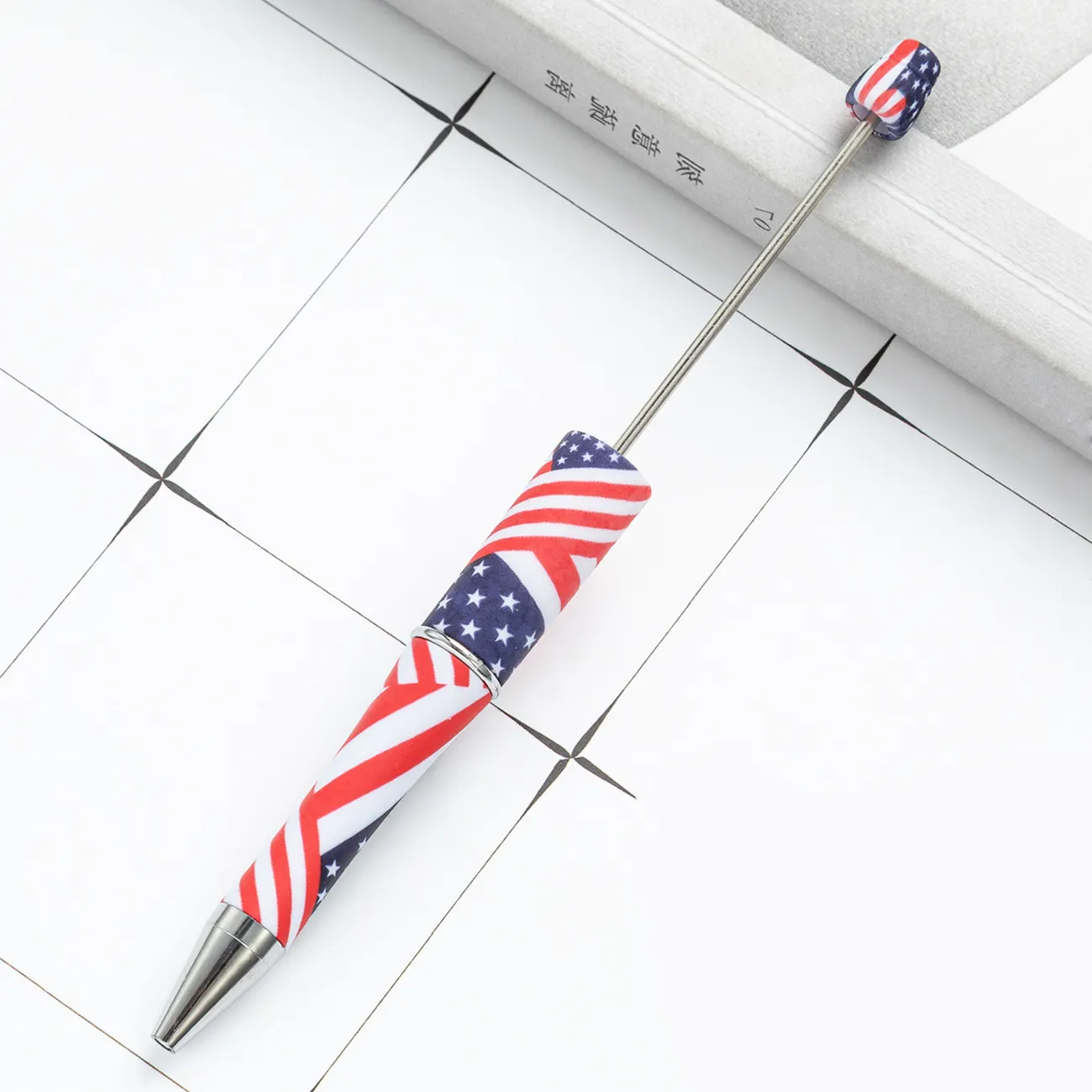 Bolígrafo con bandera americana Diy, bolígrafos temáticos patrióticos de EE. UU., bolígrafos con cuentas, Día DE LA Independencia para escribir, firmar, escuela