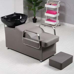 Chaise de Barbier en Bois Noir de Luxe et de Haute Qualité, Équipement de Salon de Beauté avec Unité de Lavage en Céramique et Fonction Massage – Approvisionnement Direct Usine - Product Image 4