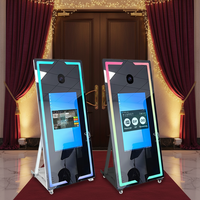 Nouvelle Cabine Photo Miroir Magique 45/65" avec Écran 22/32/43", Appareil Photo Reflex LED et Impression en Libre-Service pour Fêtes/Mariages/Festivals