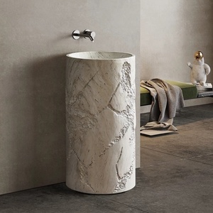 Lavabo independiente de diseño italiano favorito de los diseñadores, con <span class=keywords><strong>base</strong></span> de piedra artificial <span class=keywords><strong>para</strong></span> lavabo de baño de hotel. - Product Image 3