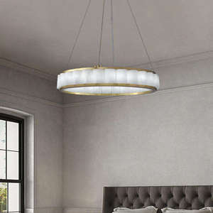 Lámpara Colgante Redonda Moderna de Madera LED de Lujo para Comedor, Sala de Estar, Restaurante, Luz Blanca Cálida 3500K, Regulable para Sala de Estar - Product Image 6
