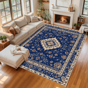 Thảm trang trí đặt làm riêng, thảm trải sàn phòng khách, thảm lông xù phong cách boho Ba Tư màu đen và vàng, thảm phòng khách cổ điển - Product Image 5