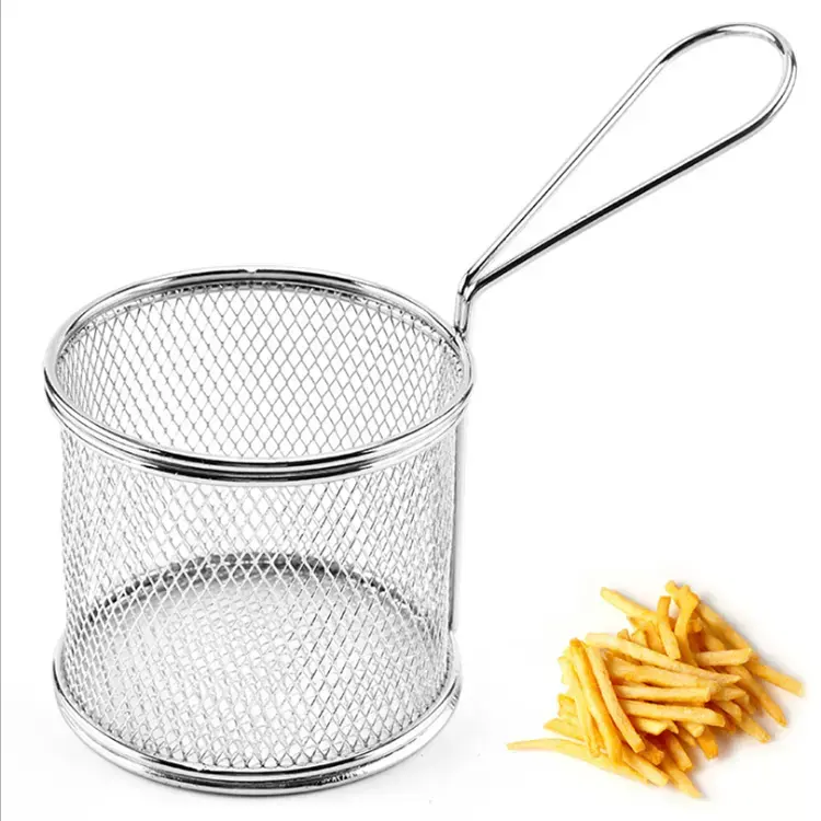 Hot Selling Creative Stainless Steel French Fry Basket , Metal Fried Food Basket , Kitchen Tools