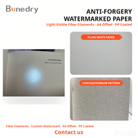 Papier filigrané anti-contrefaçon personnalisé à fibres optiques visibles PP pour documents d'impression offset A4