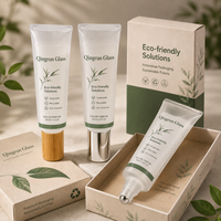 Tube en verre pour crème cosmétique, fabrication sur mesure, vente en gros, avec bouchon doré, pour emballage de lotion de soin de la peau, coffret cadeau, étiquette privée