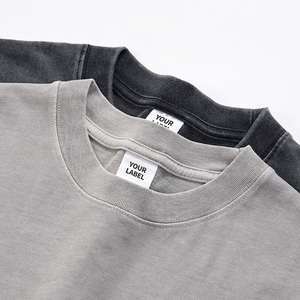 Camisetas de Algodón 100% de 280 GSM con Lavado Ácido y Efecto Desgastado, Venta al por Mayor, OEM, Logotipo Personalizado, Camisetas Vintage para Hombre de Peso Pesado - Product Image 4