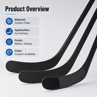 Lame de hockey professionnelle personnalisée en gros, fabriquée en usine, à haute résistance, avec tige en fibre de carbone