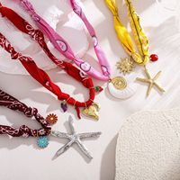 Nuevo diseño Ocean Series Bandana Collar Bufanda de acero inoxidable Collar Mujer Bufanda Collares con dijes