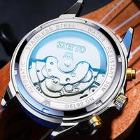 OLEVS jam tangan mekanis otomatis pria, arloji 6619 mewah asli Tourbillon Hollow multifungsi