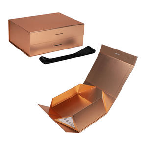 Luxury Golden Magnetic Folding Gift Box UV Advantage Foil Custom Logo Glossy Lamination Paper Embossing for <b>Crafts</b> Wigs Display - Product Image 6