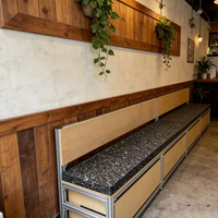 Banquette modulaire en contreplaqué de bouleau avec rangement et dossier pour restaurant et café