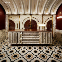 LanderStone Parquet en marbre jet d'eau personnalisé avec revêtement de sol intérieur pour restaurant de Dubaï Carreaux de mosaïque en marbre jet d'eau 600*600mm