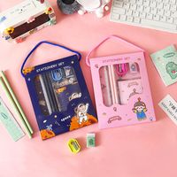 Ensemble de papeterie Kawaii 6 pièces, ensemble de papeterie pour enfants dessin animé, ensemble de crayons, règle, gomme mignons pour étudiants, fournitures scolaires en gros