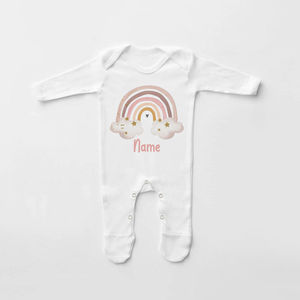 Tutina Personalizzata in Maglia Arcobaleno con Stampa, Body per Neonati, Completo per il Ritorno a Casa, Outfit Personalizzato con Nome per Neonati e Bambini - Product Image 5