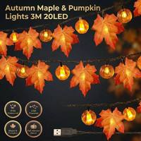 Guirlande lumineuse LED USB 3M IP44 pour Halloween, Citrouille, Arbre d'érable, Fée, Fête, Récolte d'automne, Thanksgiving, Noël