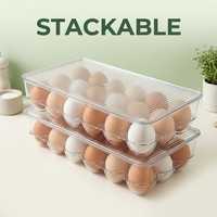 Boîte de rangement pour œufs, 21 œufs, empilable, en plastique transparent, support à œufs moderne, organisateur de réfrigérateur, compartiments individuels, option de couvercle, anti-poussière