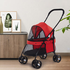 ポータブルペット犬ベビーカー旅行ペットトロリーキャリアメッシュ窓付き - Product Image 1