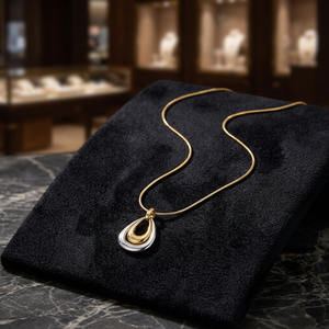 Minimalist Water Drop Pendant Necklace 18K Gold Plated Stainless Steel Snake Chain Everyday Wear Jewelry - Product Image 6