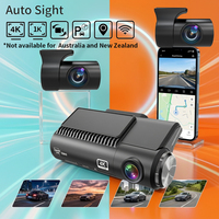 Caméra de tableau de bord 4K double objectif avant/arrière 2 canaux avec Wi-Fi, GPS intégré, enregistrement en boucle, vision nocturne, enregistreur vidéo 120-150° et fonction stationnement